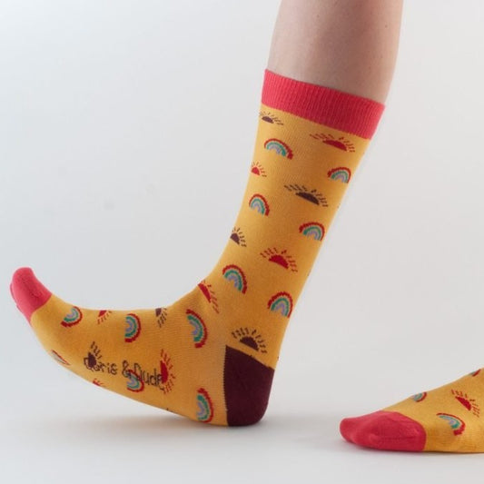 Doris & Dude - Bamboo socks UK 3-7 EU 36-40 Sunshine & Rainbows (Mustard)