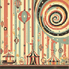 Circus - Unique Ephemera 55mm sticker circus geometric patterns