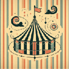 Circus - Unique Ephemera 55mm sticker circus geometric patterns