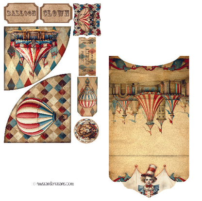 Circus - Unique Junk Journal Kit 3- Vintage Big Top and Patterns (plus exclusive extras)