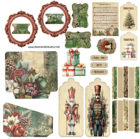 Christmas Nutcracker - Unique Junk Journal Kit 1 - Patterns - Digital Download