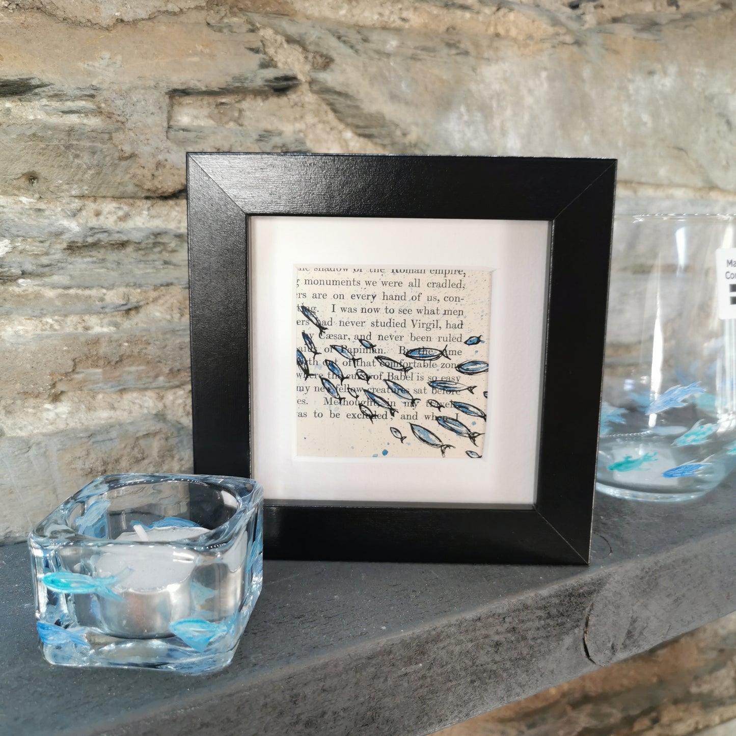 Small Framed original artwork - Shoal of Fish