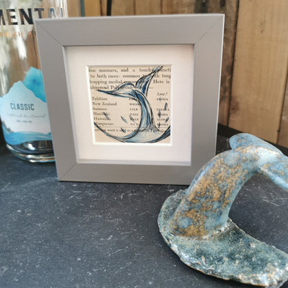 Paint & Ink - Small Framed original artwork - Whale Tail