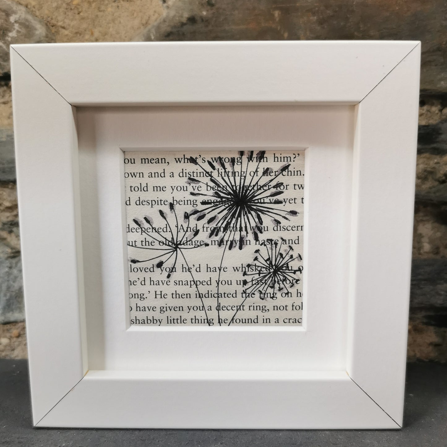 Paint & Ink - Small Framed original watercolour and ink artwork - Dandelion Wishes