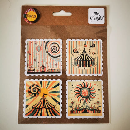 Circus - Unique Ephemera 55mm sticker circus geometric patterns