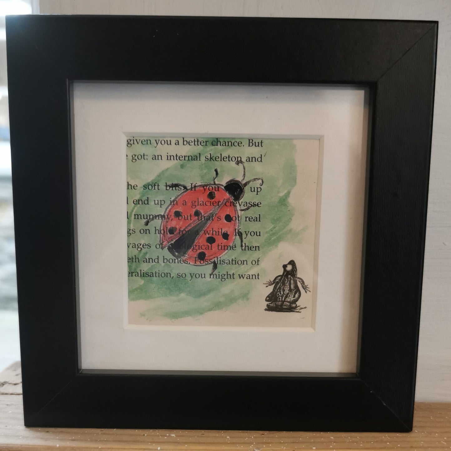 Small Framed original watercolour & ink artwork - Ladybird