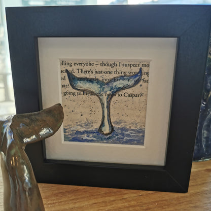 Paint & Ink - Small Framed original artwork - Whale Tail