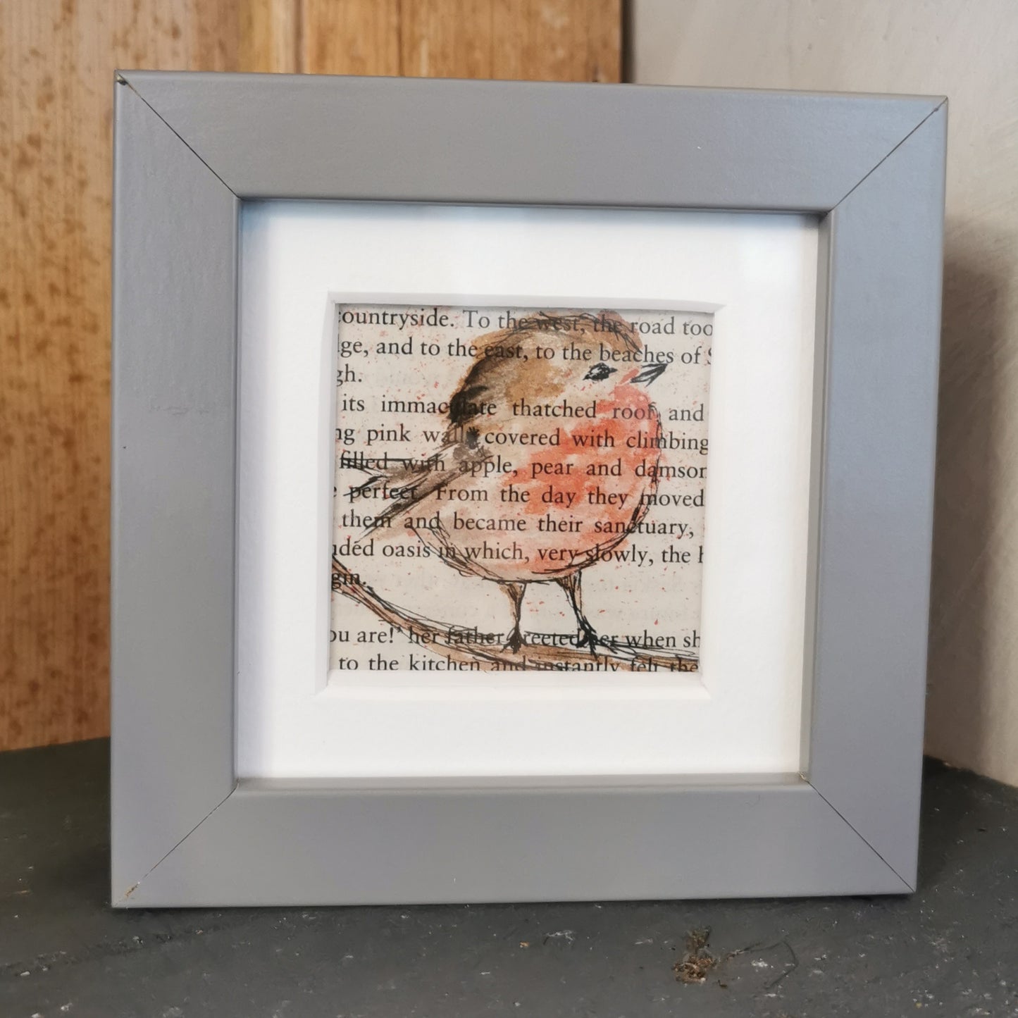 Paint & Ink - Small Framed original artwork - Robin