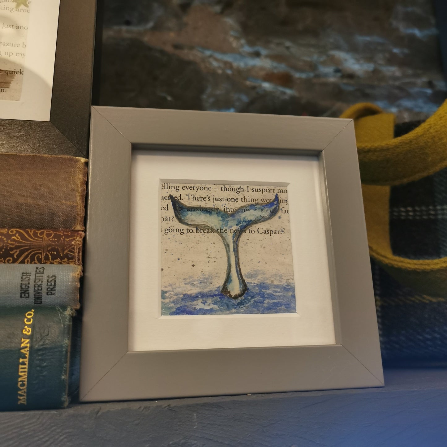 Paint & Ink - Small Framed original artwork - Whale Tail